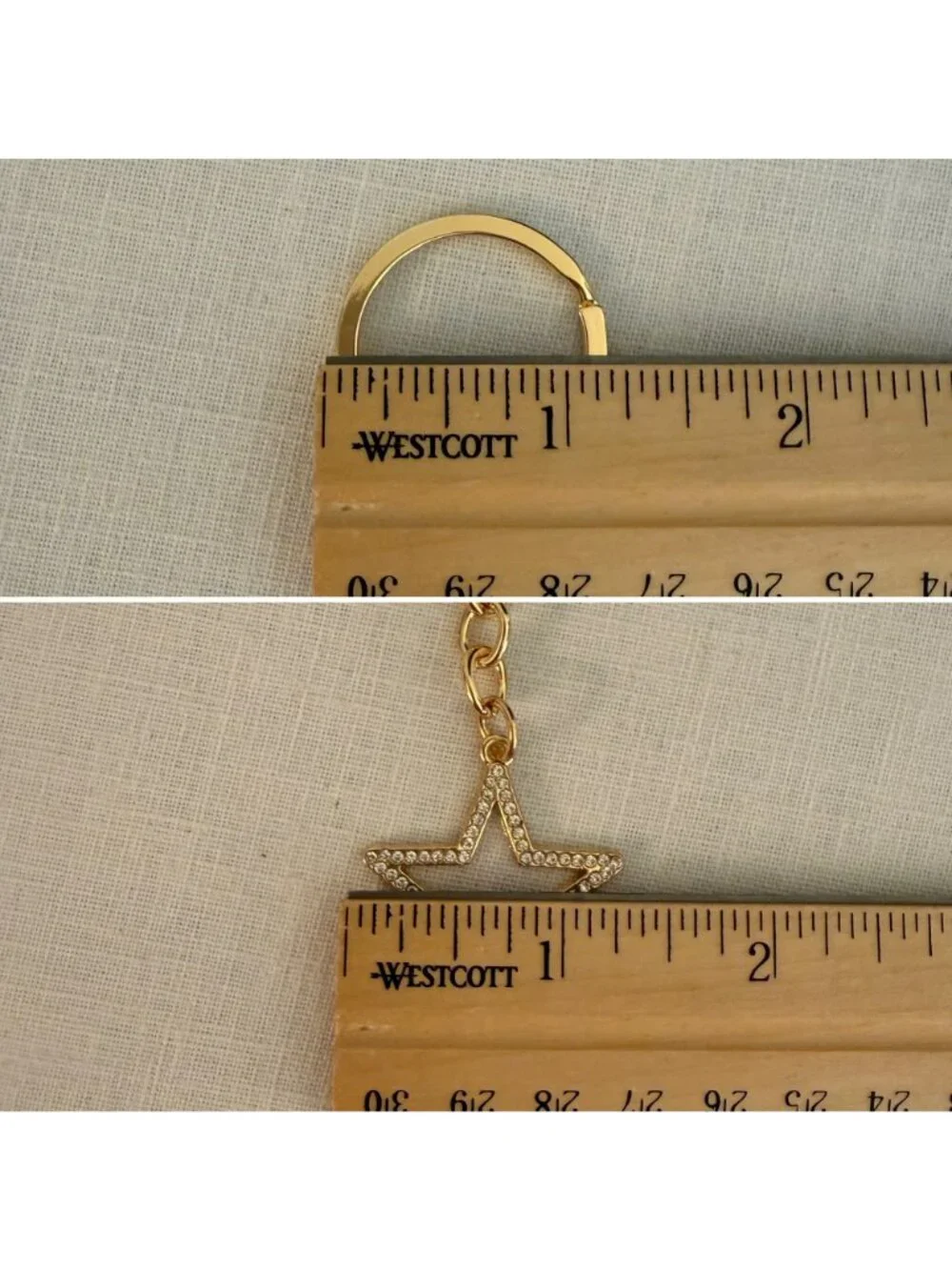 Gold Tone Rhinestone Star Keychain Celestial Charm Performer Gift